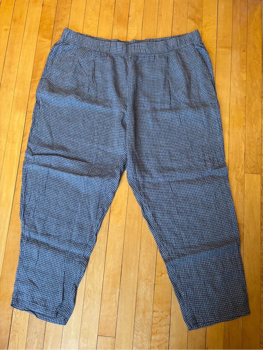 NWT Eileen Fisher Puckered Organic Linen Tapered Ankle Pants | Women's Plus 2X